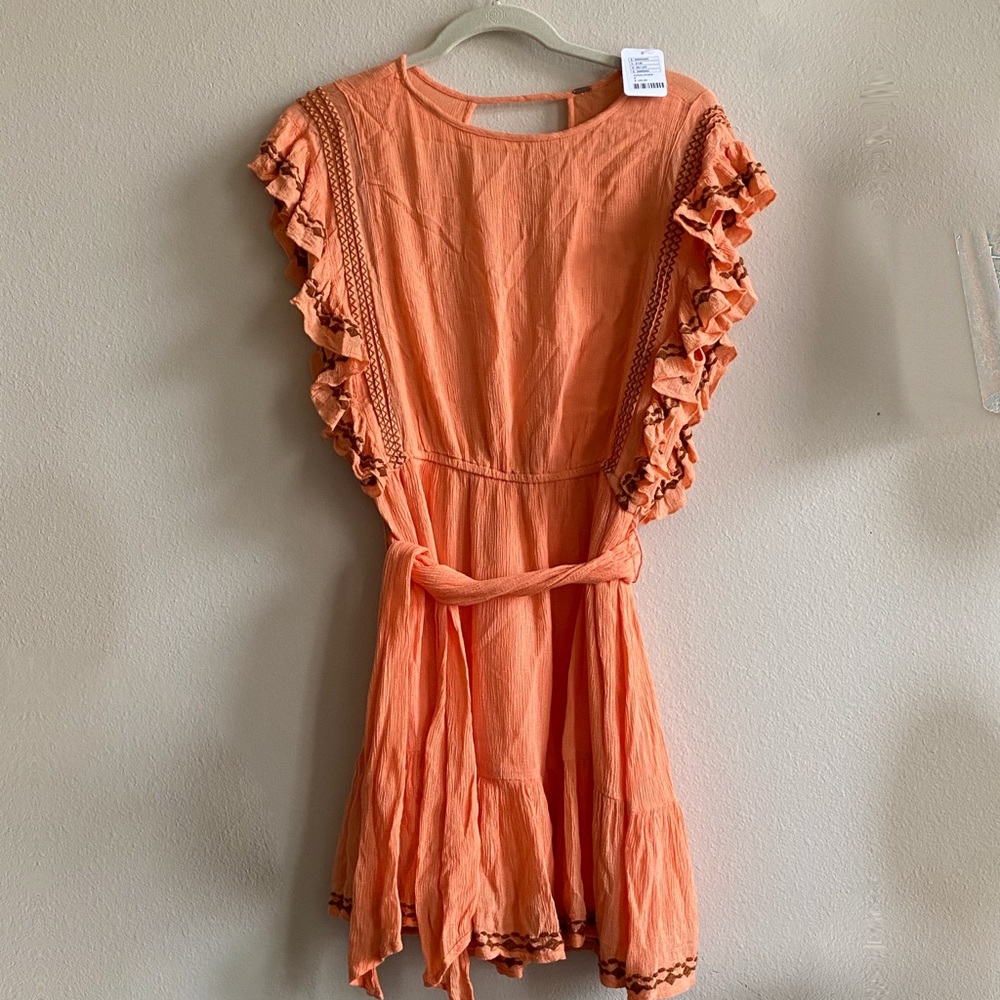 Free People Coral Weekend Brunch Dress